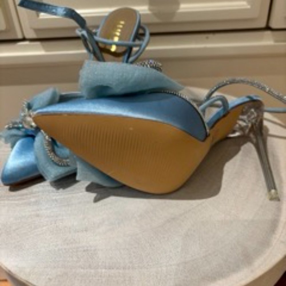 Size 6 EGO blue rhinestone heels - Picture 3 of 5
